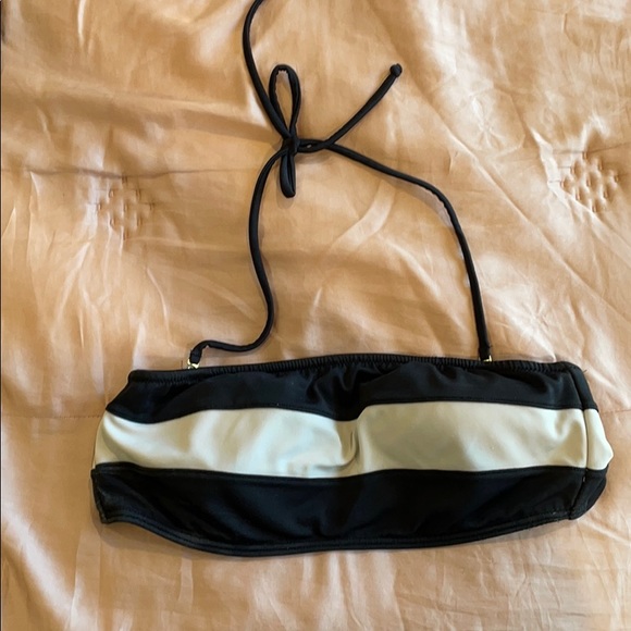 Victoria's Secret Black and White Stripe Bandeau Bikini Sz S